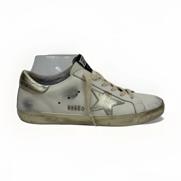 Golden Goose Superstar Leather Sneakers with Metallic Gold 39 8.5 / 8 - Worn 1X - Picture 1 of 16
